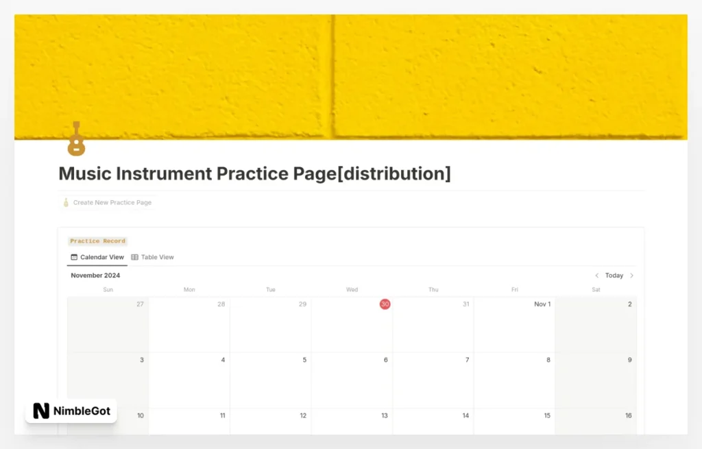 Music Instrument Practice Page