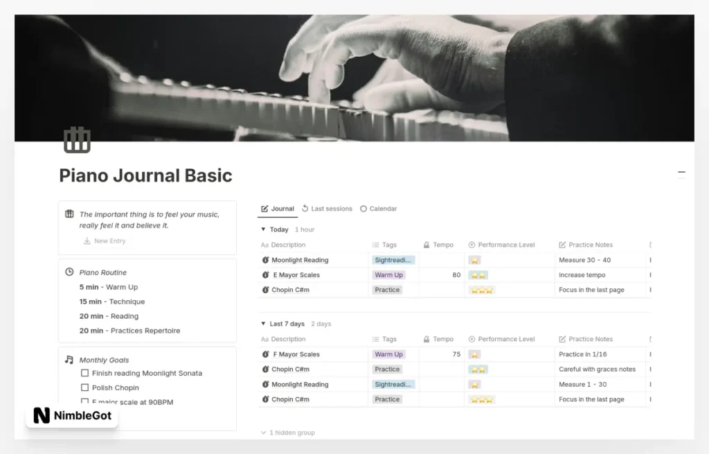 Piano Journal Basic