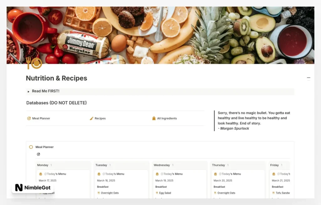 Weekly Meal Planner | Grocery List & Recipe Book