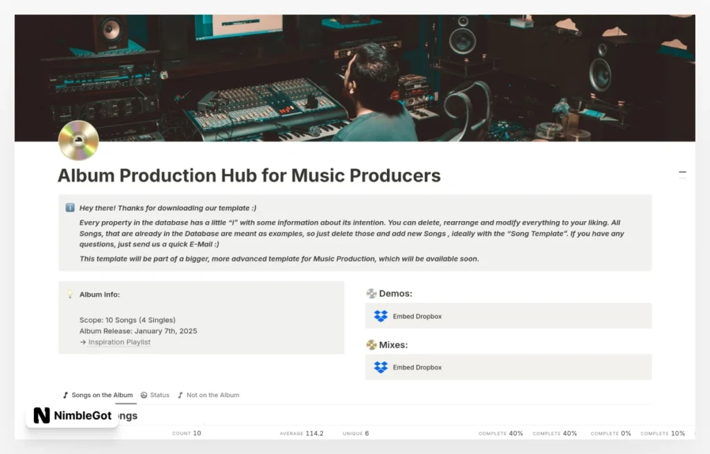 Album Production Hub for Music Producers
