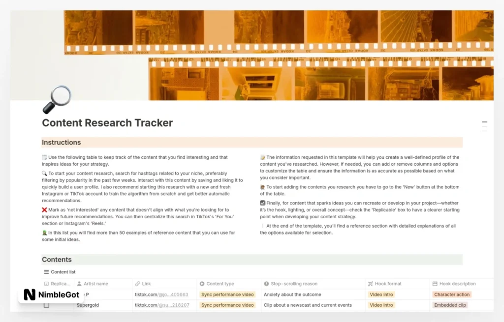 Content Research Tracker | Music Marketing