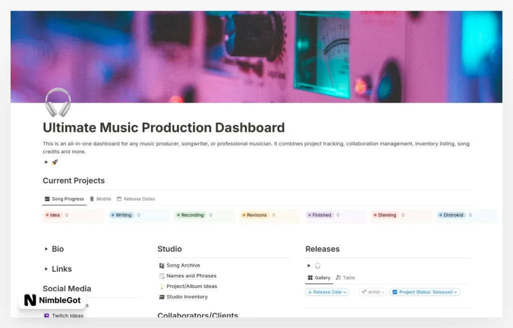 Ultimate Music Production Dashboard