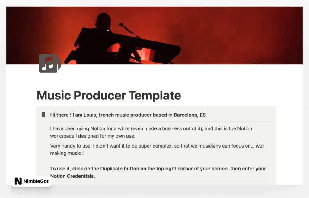 Music Producer Notion Template