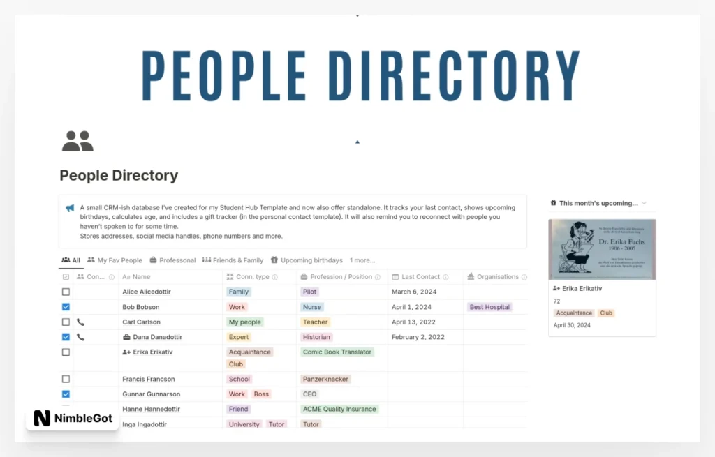 People Directory — A CRM -ish Contact Database