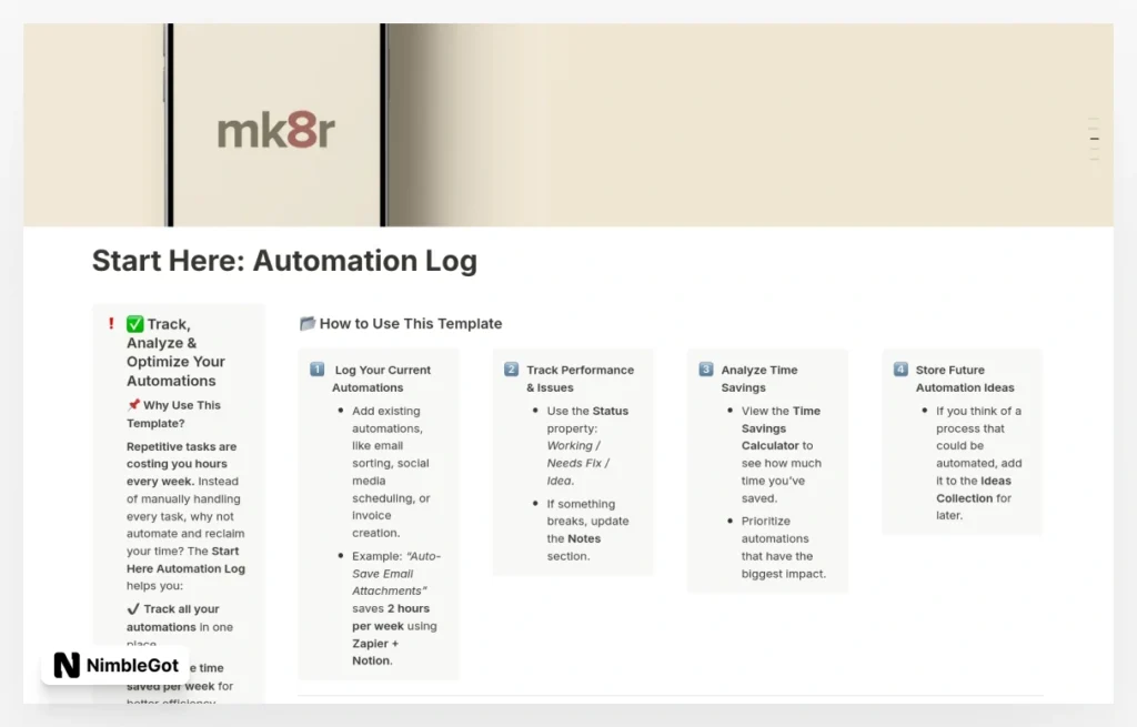 Automation Log – Track & Optimize Your Workflows