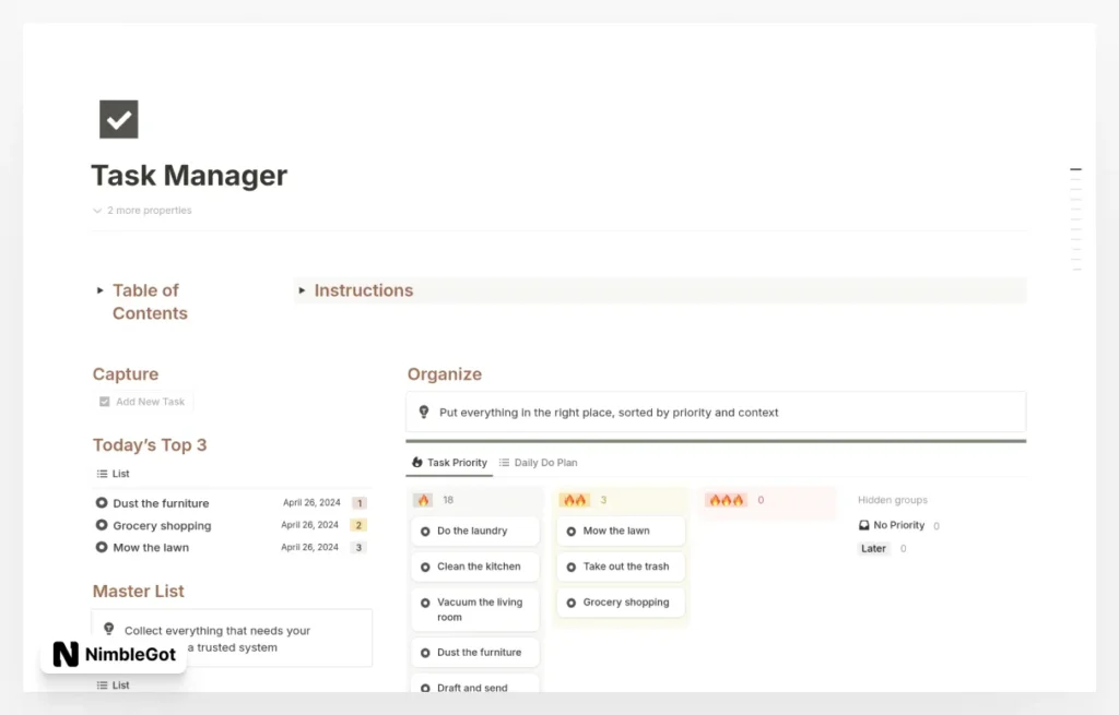 Simple Master Task Manager:Prioritization & Chores