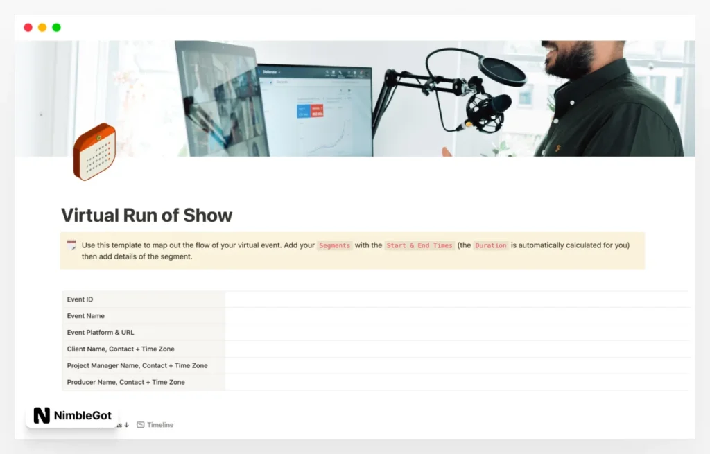 Virtual Run of Show