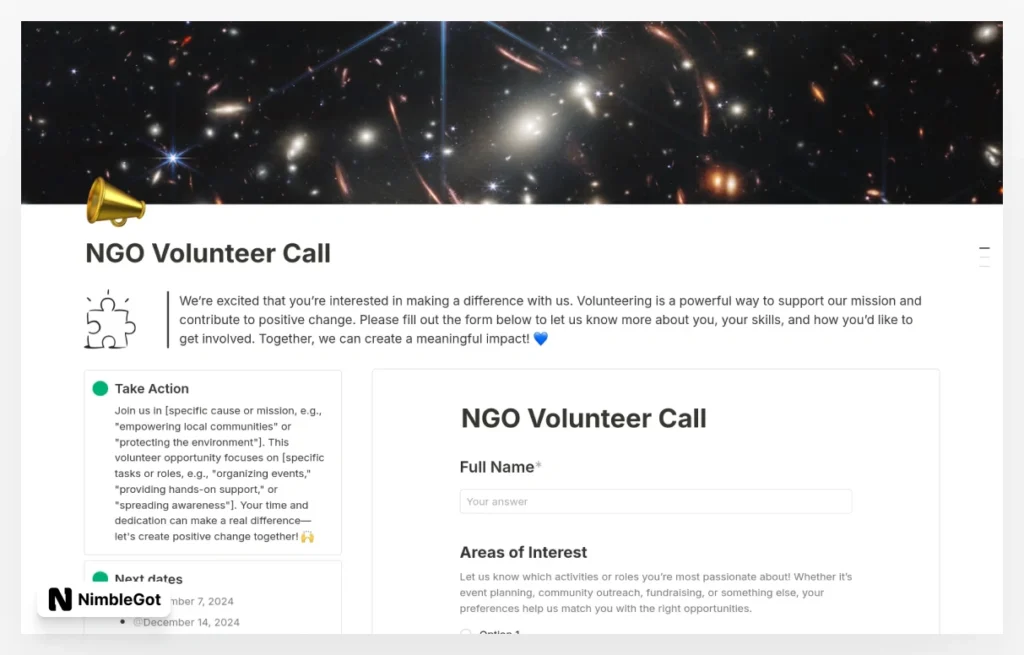 NGO Volunteer Call