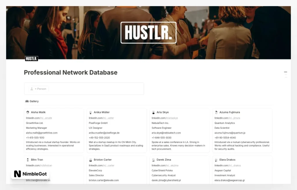 Professional Network Database