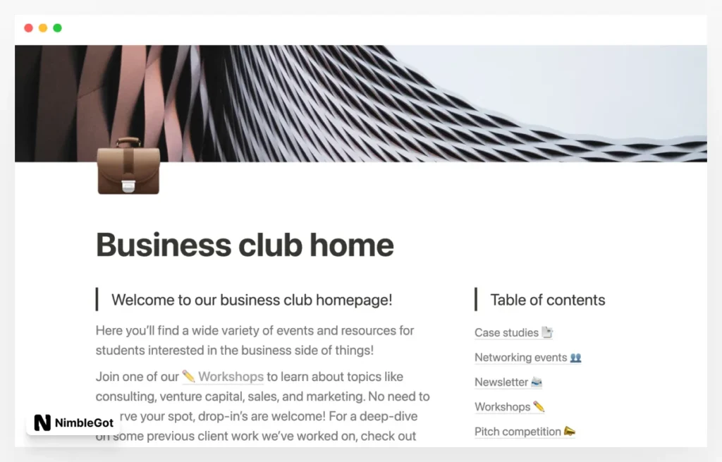 Business club home