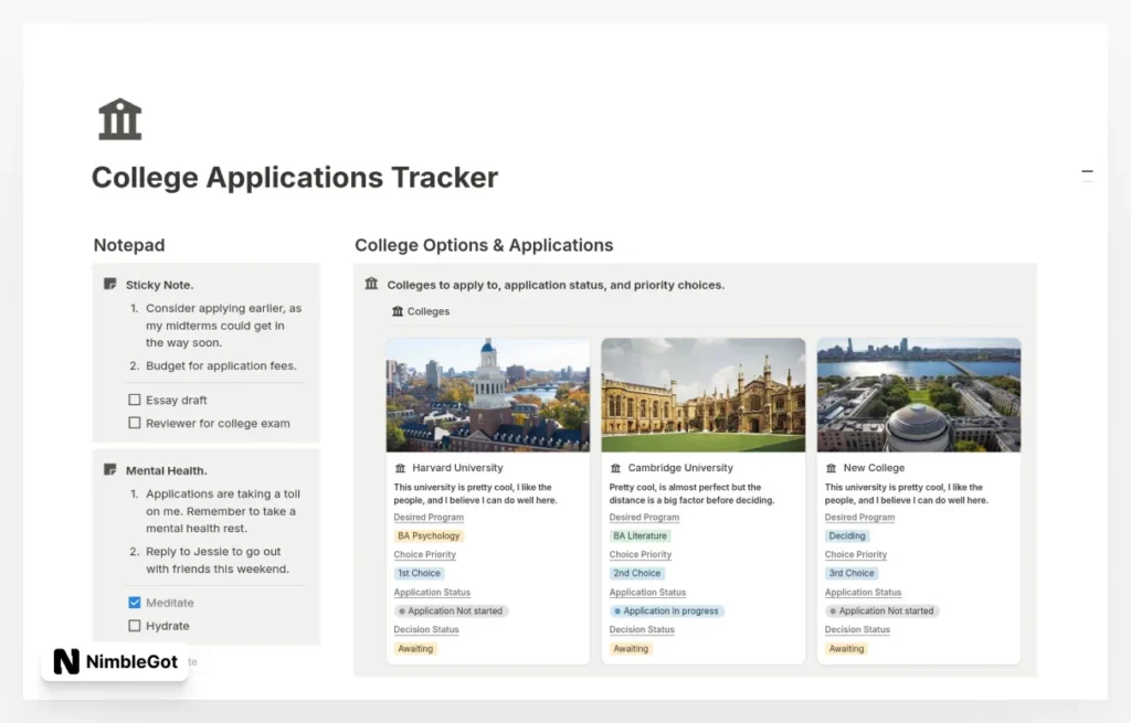 College Applications Tracker
