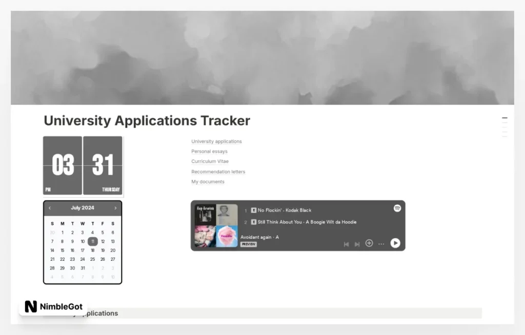 University Applications Tracker (study abroad)