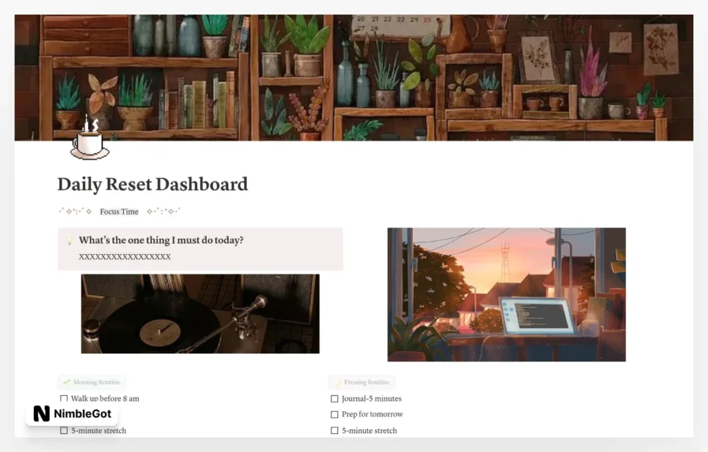 Daily Reset Dashboard-Brown Aesthetic