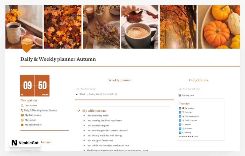 Daily and Weekly Planner Fall Edition