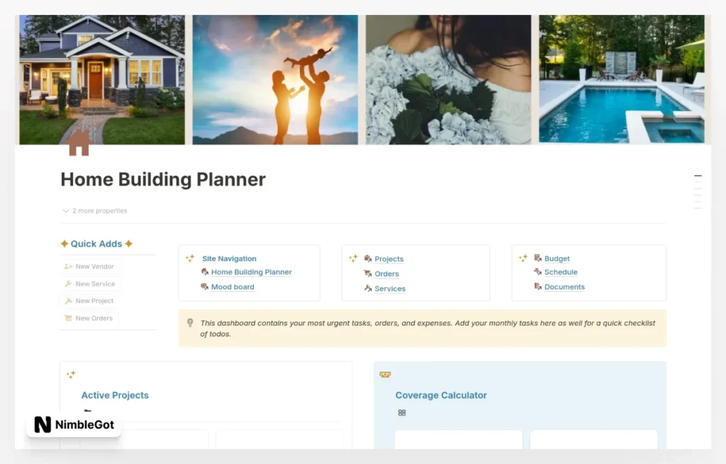 Home Builder Planner with Inventory Tracker
