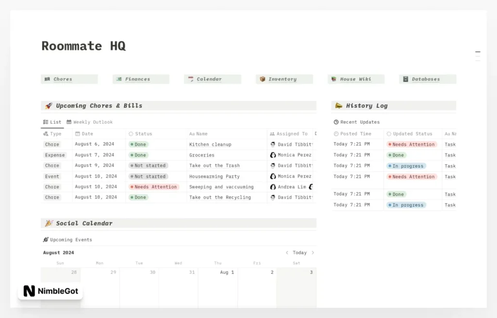 Roommate HQ - Housemates Organizer Dashboard