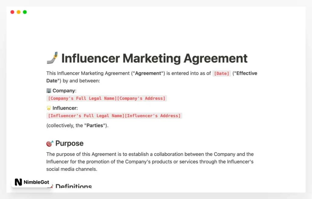 Influencer Marketing Agreement