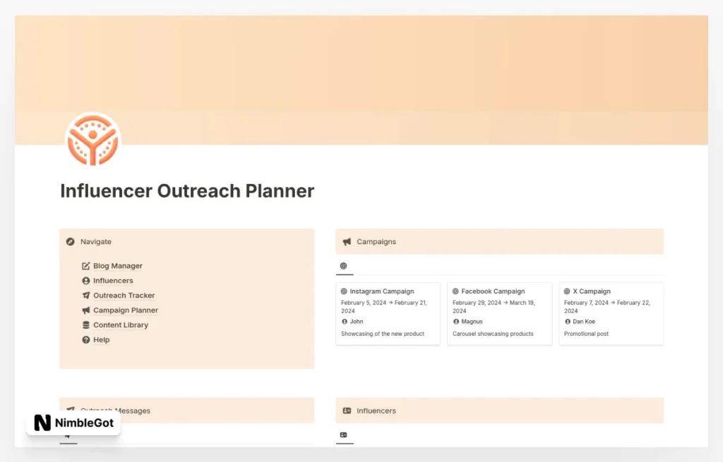 Influencer Outreach Planner