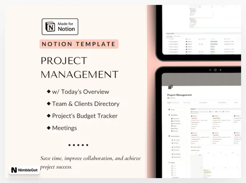 Project Management Notion Template for team