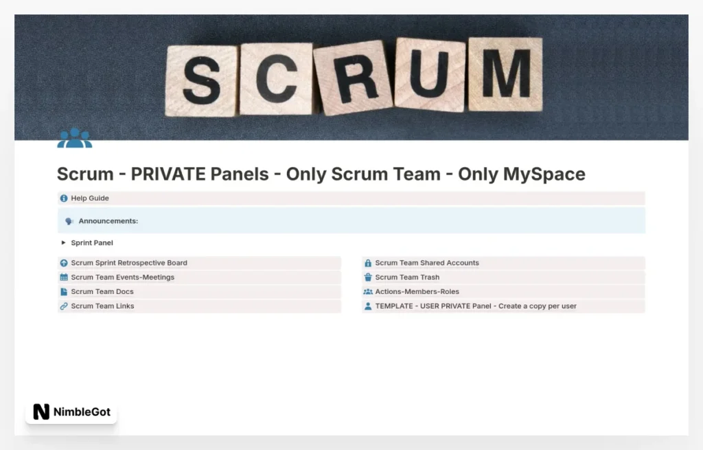 Scrum - Panels for Scrum Team and Members