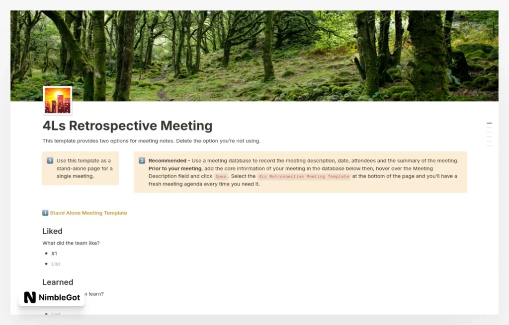 4Ls Retrospective Meeting