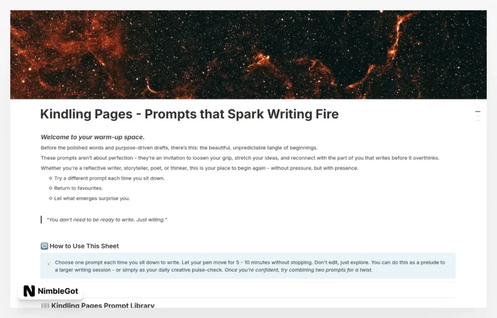 Kindling Pages - Prompts that Spark Writing Fire