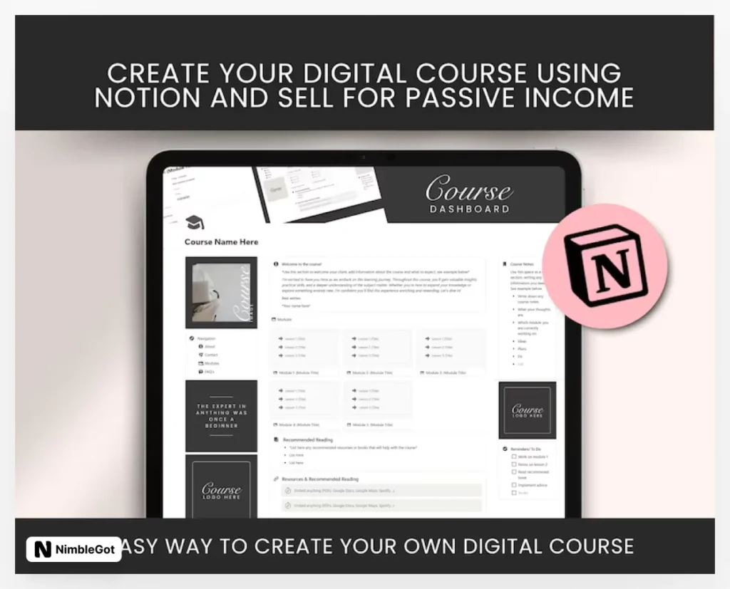 Create a course in Notion