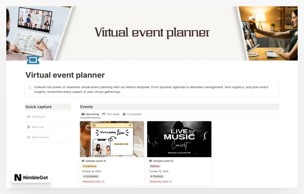 Virtual event planner
