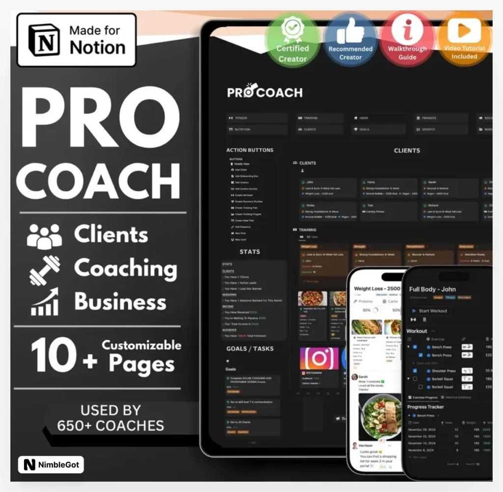 Notion Personal Trainer Template