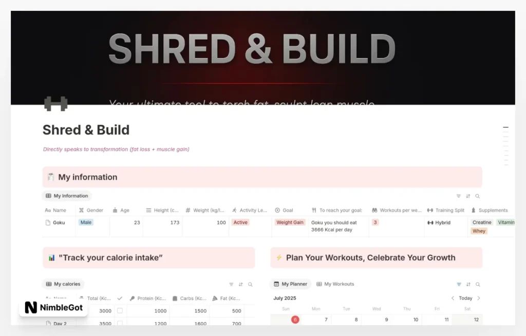 Fitness Planner | Workout, Nutrition & Progress
