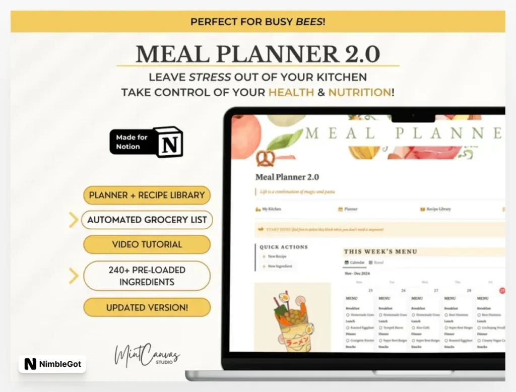 Meal planner template