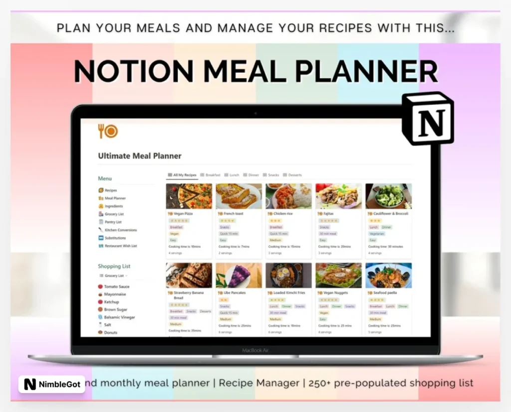 Notion Meal Planner Template