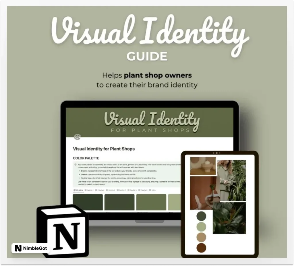 Visual Identity Guide Notion Template for Plant Shops