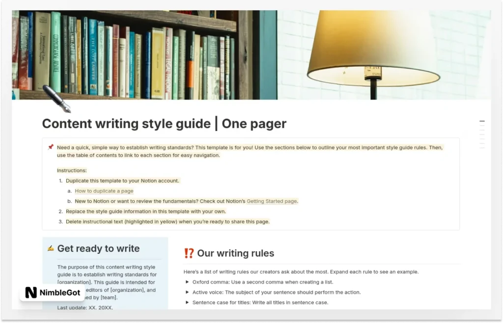 Content writing style guide | One pager
