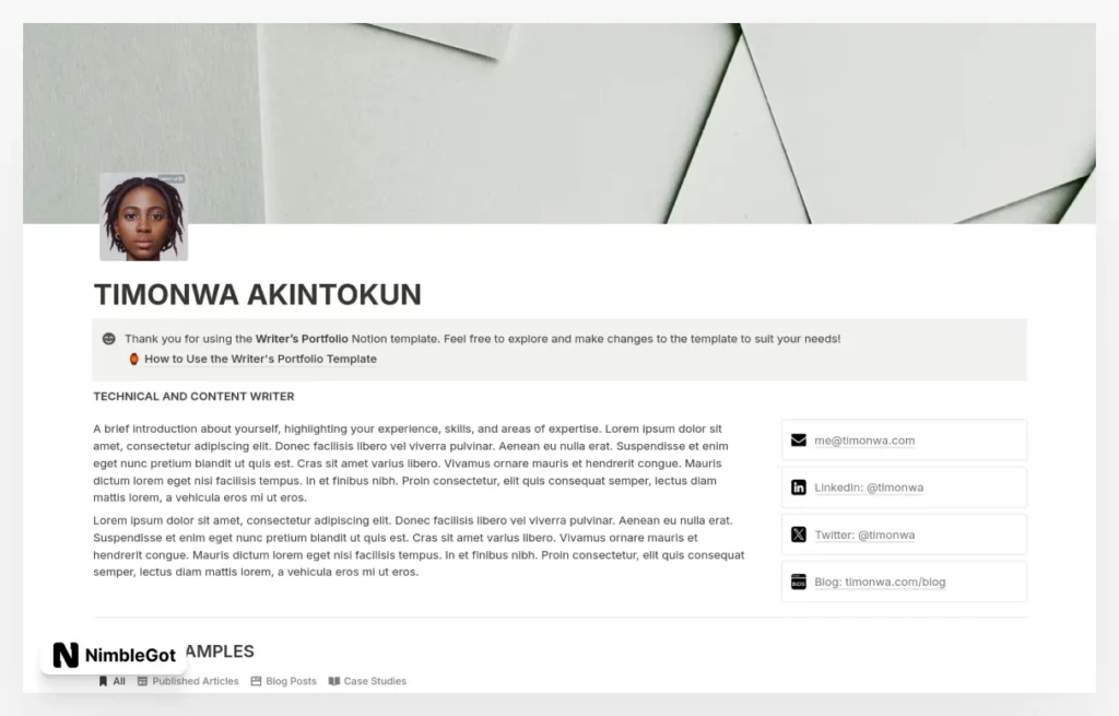 Writer’s Portfolio