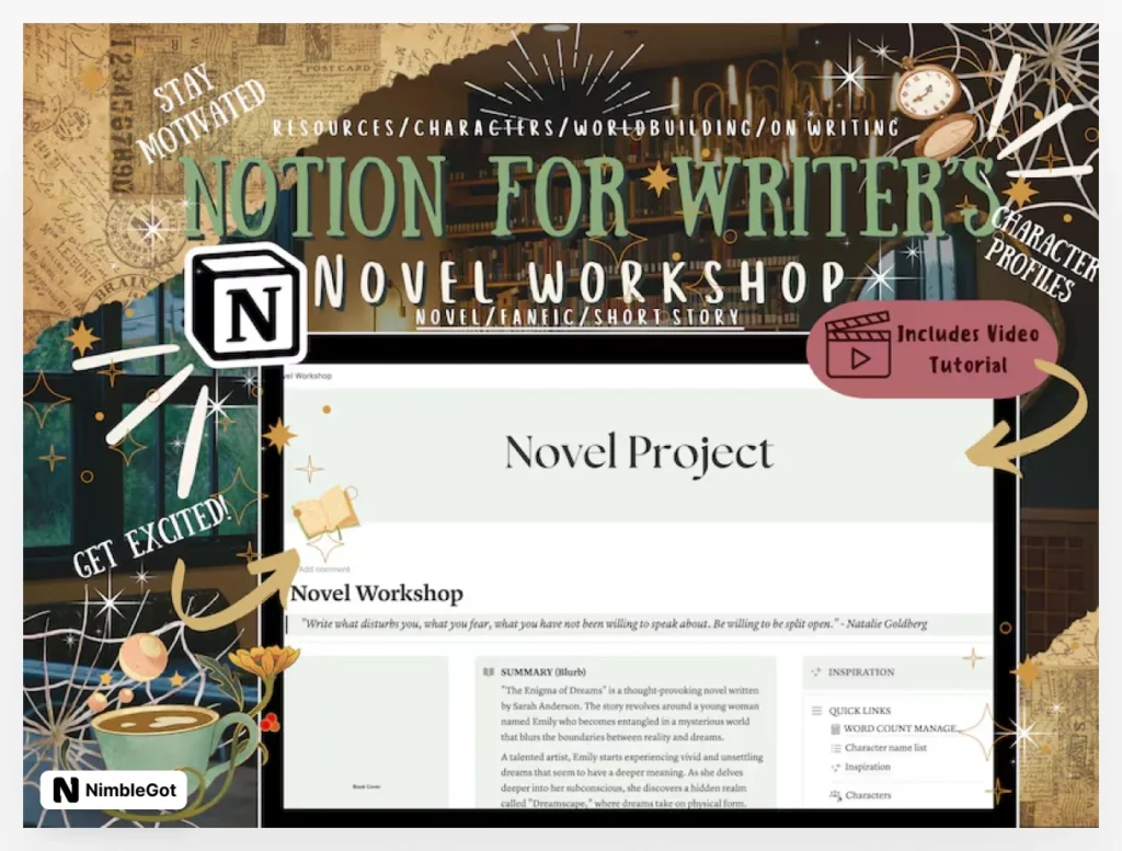 Notion Template for Writers Novel Template