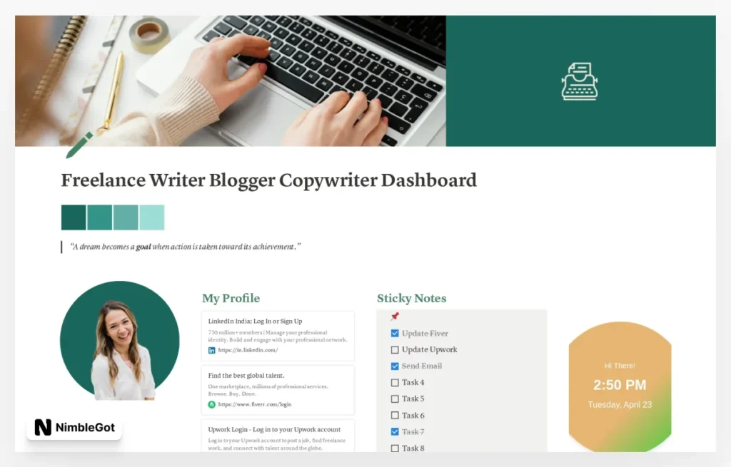 Freelance Writer Copywriters Bloggers Dashboard