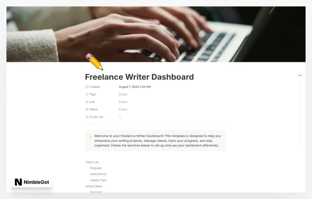 Freelance Writer Dashboard