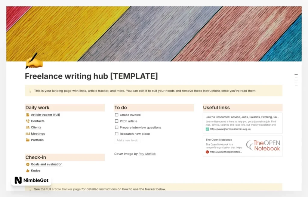 Freelance writing hub & article tracker