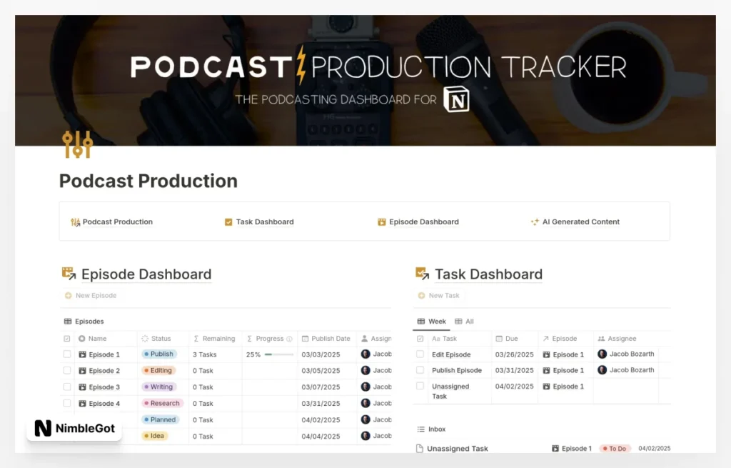 Podcast Content Calendar