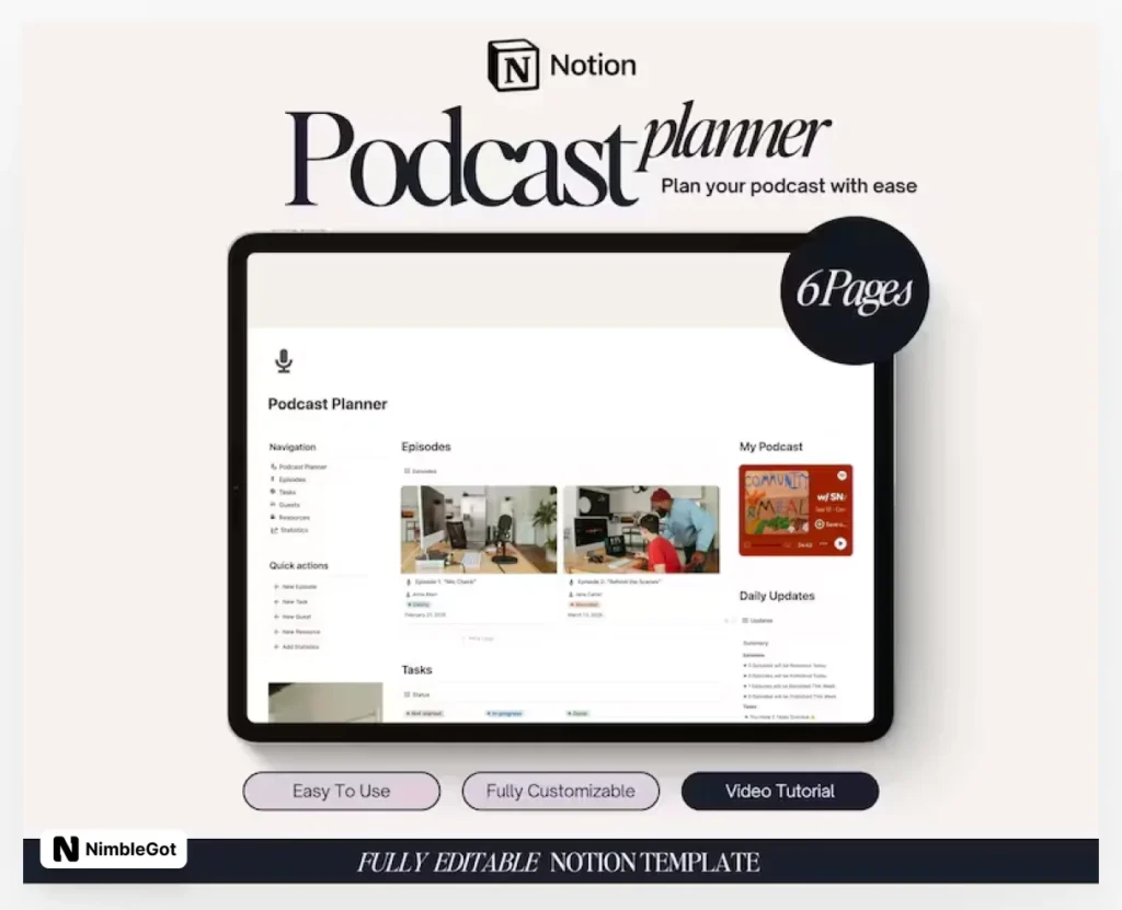 Notion Template Podcast Planner