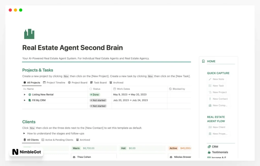 Real Estate Agent 2nd Brain for Teams&Individuals
