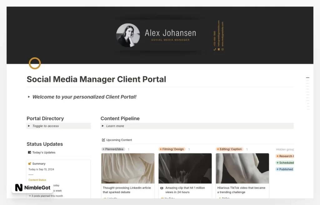 Social Media Manager Client Portal