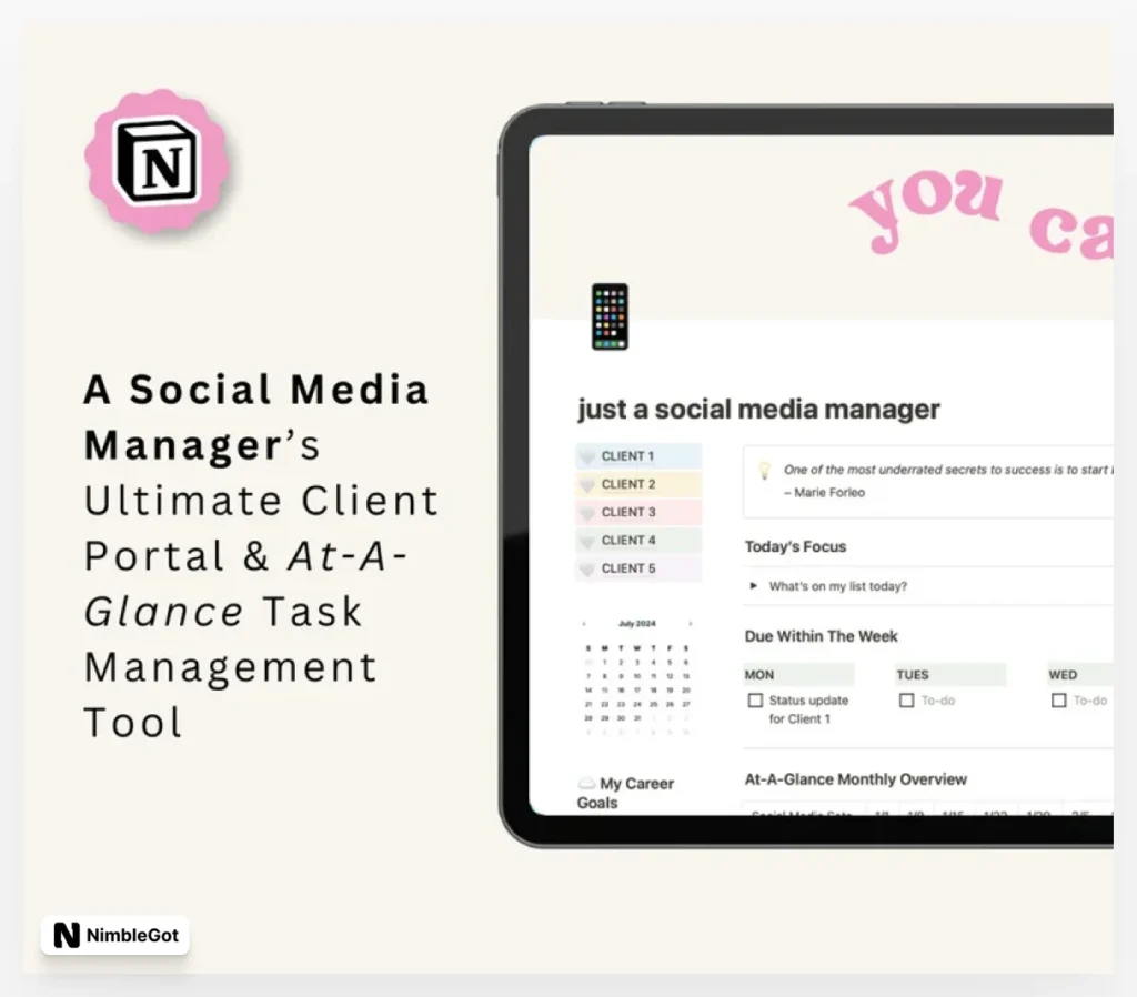 Social Media Manager's Client Portal Daily