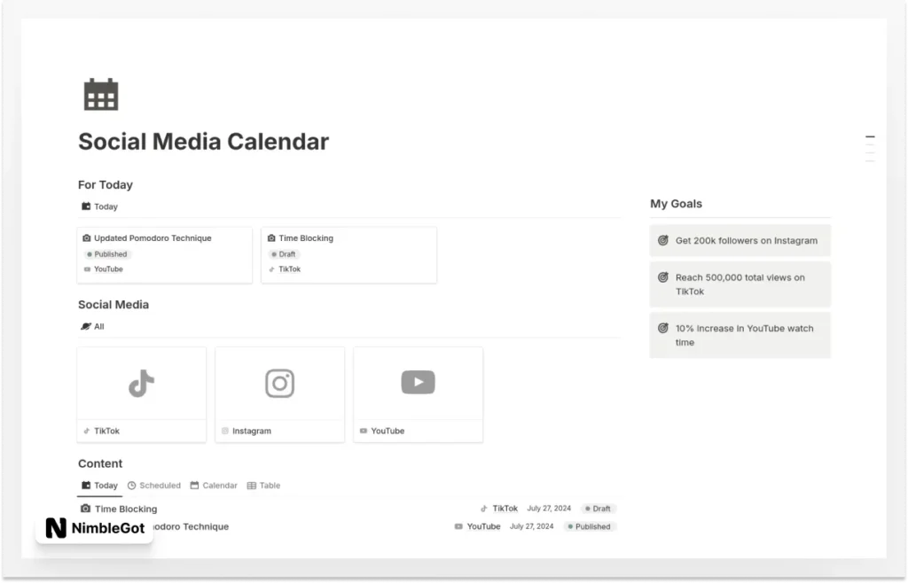 Social Media Calendar