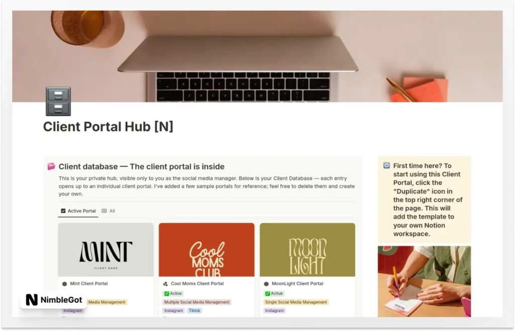 Client Portal : Social Media Manager

