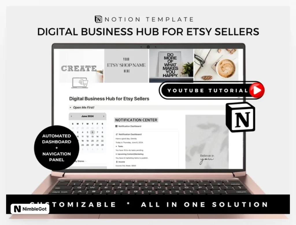 Notion Shop Manager for Etsy Sellers