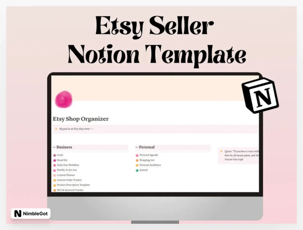 Etsy Seller Notion Template 