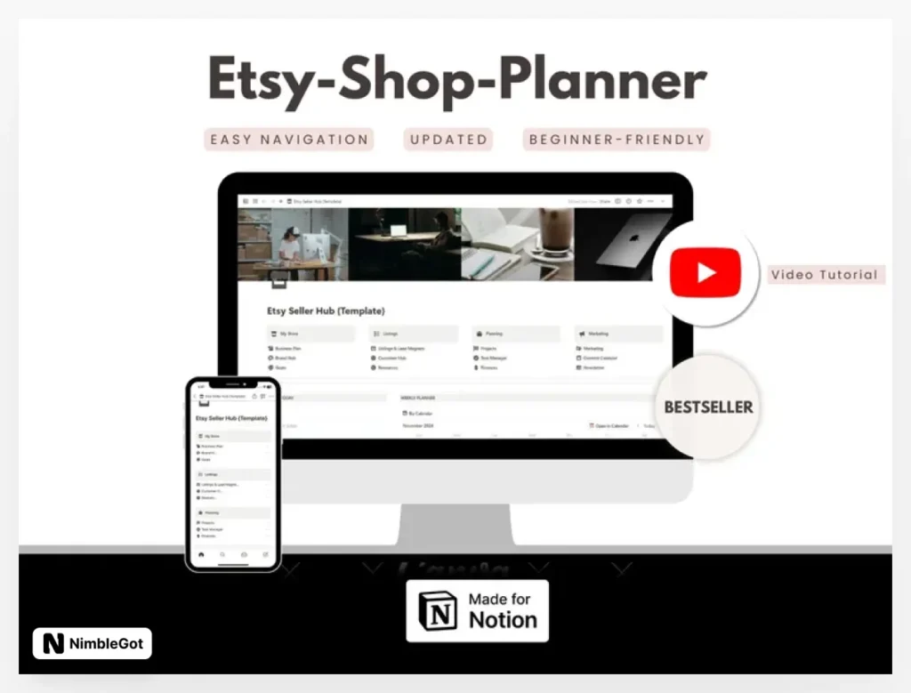 Notion Template Etsy Shop Planner