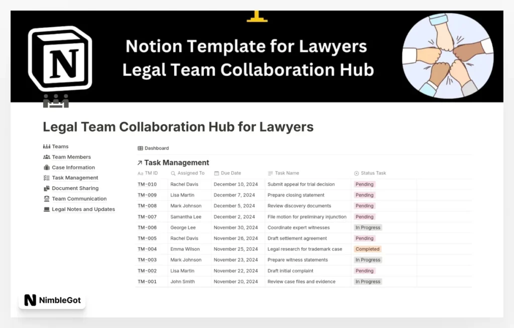 Legal Team Collaboration Hub for Lawyers